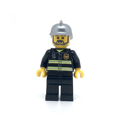 LEGO cty0004 - Fire (Reflective Stripes, Black Legs, Silver Fire Helmet, Gray Beard)