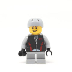 LEGO cty0332 - (Leather Jacket with Zipper, Red Lines and Logo Pattern, Light Bluish Gray Short Legs, Light Bluish Gray Sports Helmet)