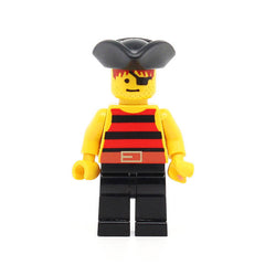 LEGO pi025 - Pirate (Red / Black Stripes Shirt, Black Legs, Black Pirate Triangle Hat)