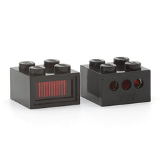 LEGO 08010bc02 - Light Brick 12V (2 x 2 with 3 Plug Holes, Trans-Red Diffuser Lens, Black)