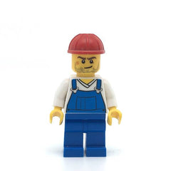 LEGO cty0555 -Overalls (Blue over V-Neck Shirt, Blue Legs, Red Construction Helmet, Crooked Smile and Scar)