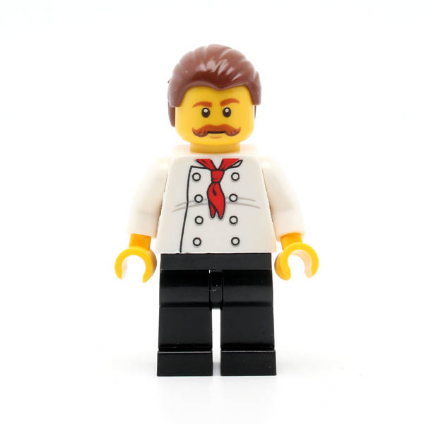 LEGO cty0711 -Pizza Van Chef (Black Legs, Reddish Brown Moustache)