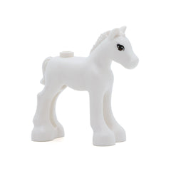 LEGO 11241pb01 - Pferd (Friends Style, Baby Foal with Reddish Brown Eyes and Black Triple Eyelashes Pattern, White)