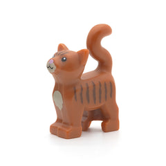 LEGO 13786pb02 - Katze (Standing with Dark Tan Chest and Muzzle, Dark Brown Stripes and Bright Pink Nose Pattern, Dark Orange)
