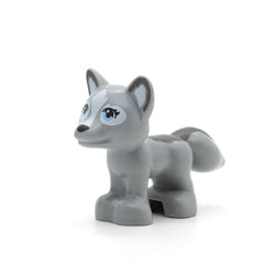 LEGO 19532pb03 - Fuchs, Friends / Elves (Black Nose, Bright Light Blue Eyes and Dark Bluish Gray Tail Pattern)
