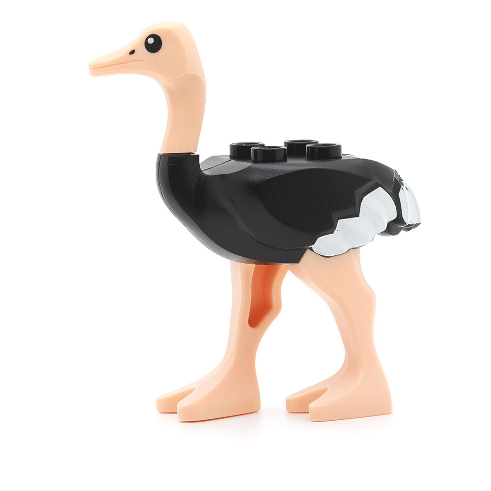 LEGO 24689pb01c01 - Strauß (Light Nougat Legs and Head, White Tail and Wingtips Pattern, Black)