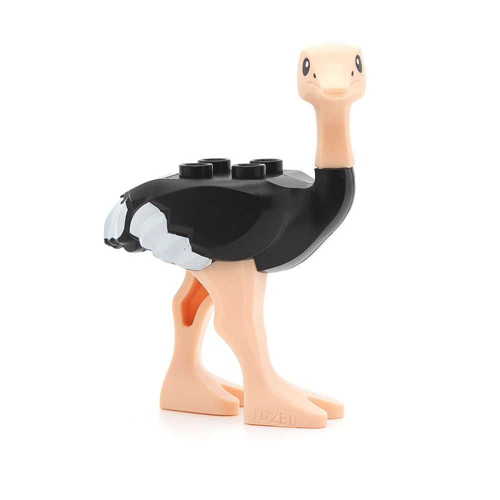 LEGO 24689pb01c01 - Strauß (Light Nougat Legs and Head, White Tail and Wingtips Pattern, Black)