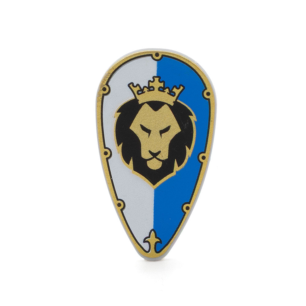 LEGO 2586pb006 - Shield Ovoid with Lion Head on White and Blue Pattern
