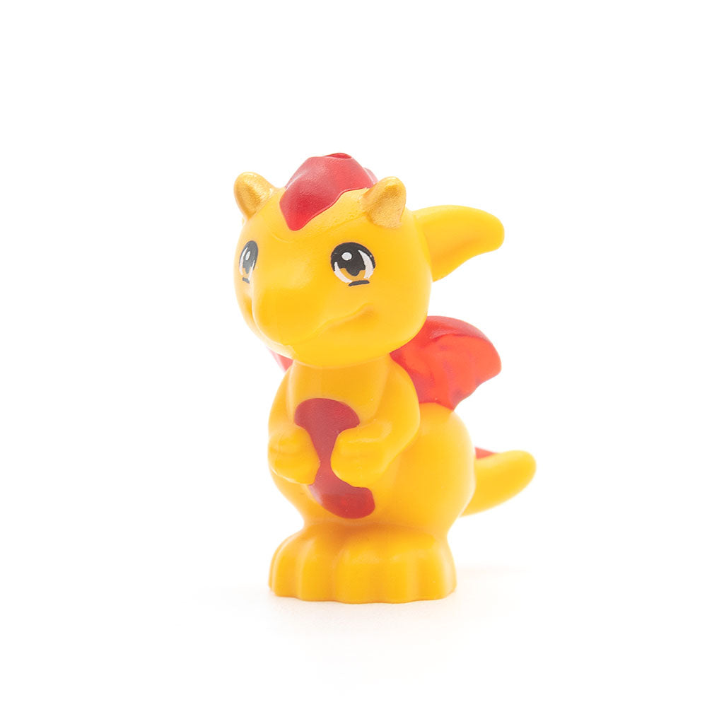 LEGO 26090pb03 - Baby Dragon, Elves (Molded Trans-Red Stomach, Spines, and Wings and Printed Gold Horns Pattern, Bright Light Orange)
