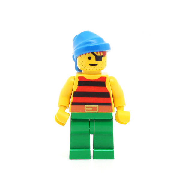 LEGO pi029 - Pirate (Red / Black Stripes Shirt, Green Legs, Blue Bandana)