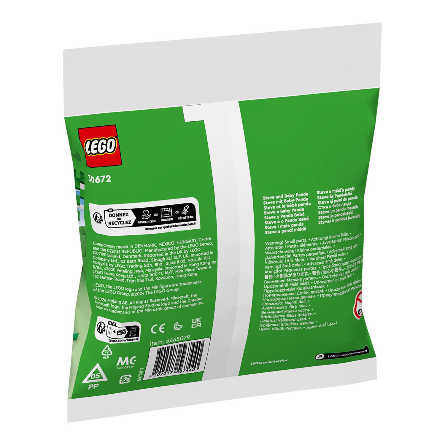 NEU - LEGO Minecraft (30672) Steve mit Baby-Panda | Steve and Baby Panda (Polybag)