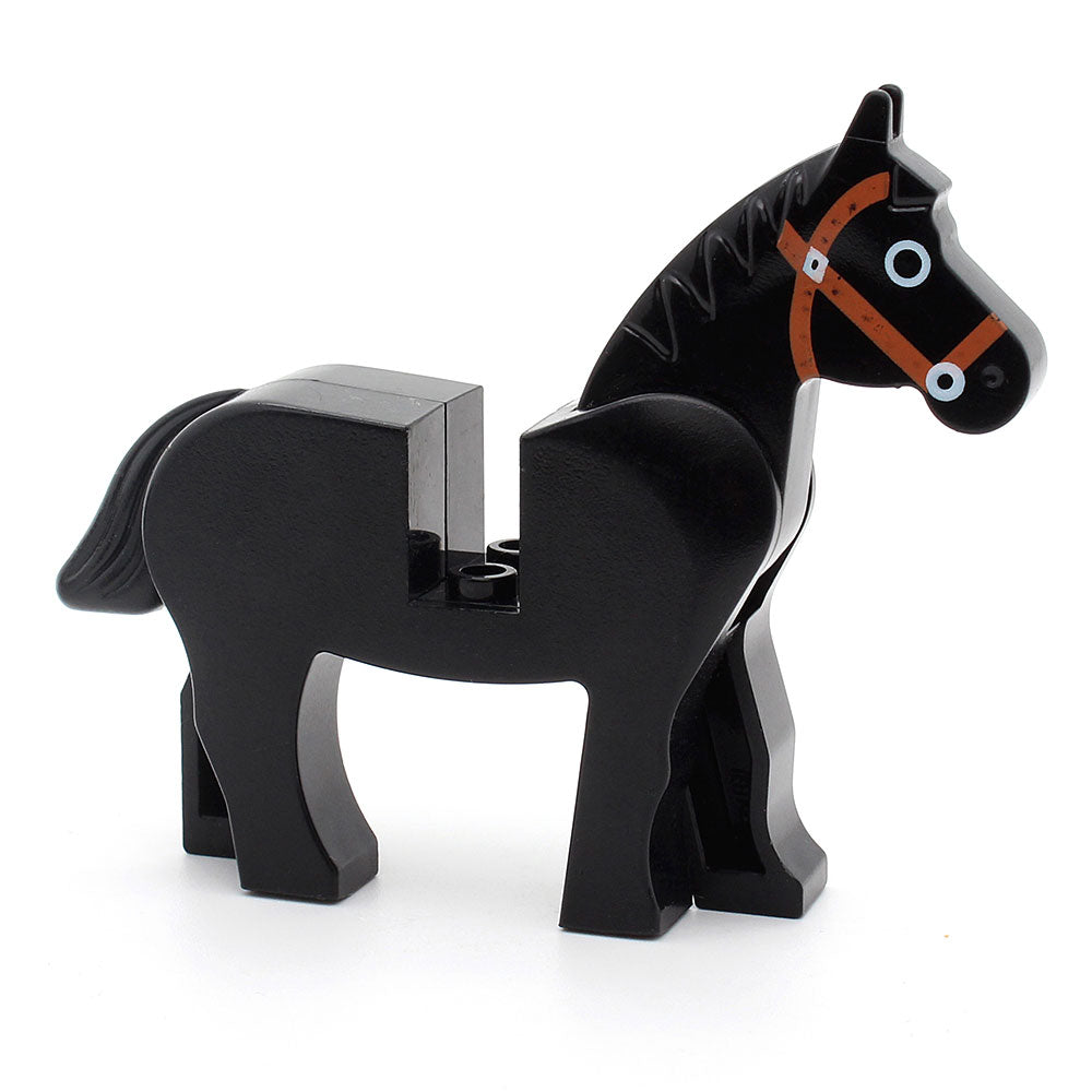 LEGO 4493c01pb02 - Pferd (schwarz) - braunes Zaumzeug