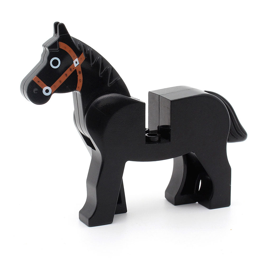 LEGO 4493c01pb02 - Pferd (schwarz) - braunes Zaumzeug