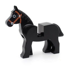 LEGO 4493c01pb02 - Pferd (schwarz) - braunes Zaumzeug