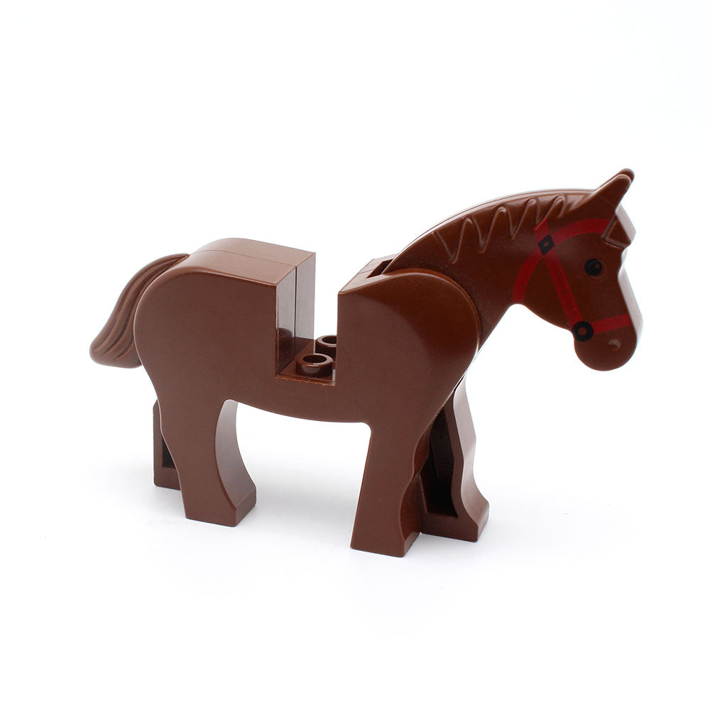 LEGO 4493c01pb03 - Pferd (braun) - braune Mähne, rotes Zaumzeug