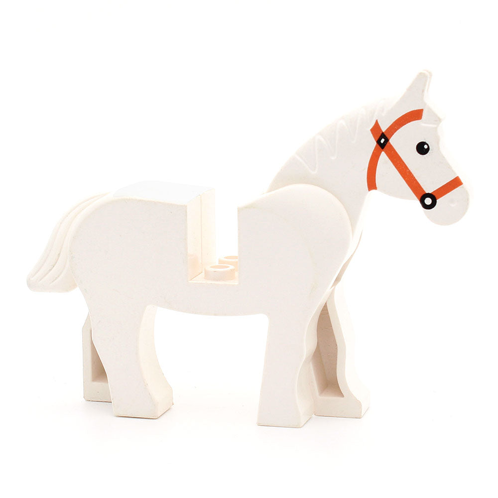 LEGO 4493c01pb04 - Pferd (weiß) - dark orange Zaumzeug
