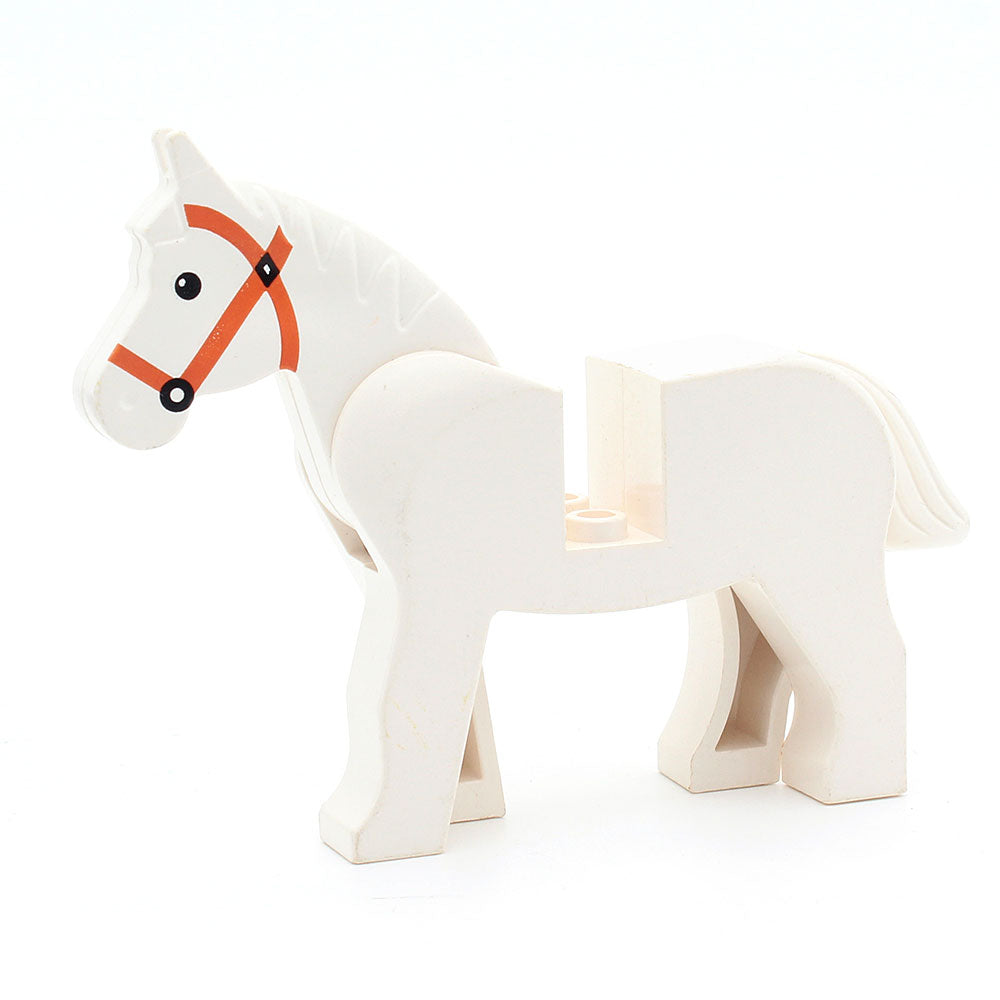 LEGO 4493c01pb04 - Pferd (weiß) - dark orange Zaumzeug