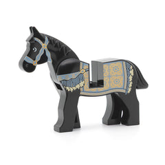 LEGO 4493c01pb06 - Pferd (Black and White Eyes, White Pupils and Sand Blue and Gold Bridle and Persian Blanket Pattern (Prince of Persia Aksh) Black)