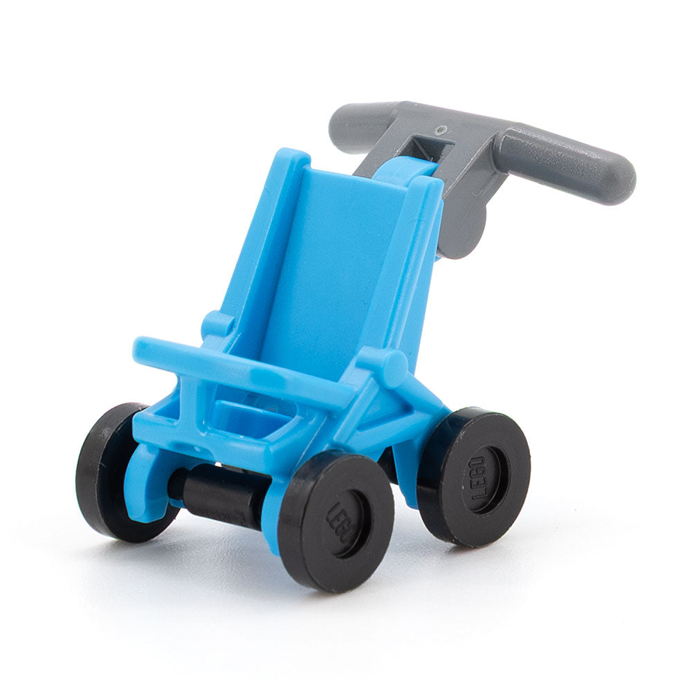 LEGO 5491c01 - Minifigure, Utensil Stroller / Baby Carriage with Black Wheels and Dark Bluish Gray Handlebars (5491 / 2496 / 30031)