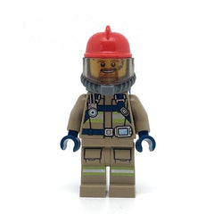 LEGO cty0962 -Fire (Reflective Stripes, Dark Tan Suit, Red Fire Helmet, Open Mouth with Goatee, Breathing Neck Gear with Blue Airtanks)