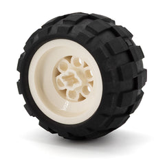 LEGO 6580ac01 - Rad 43.2 x 28 mit + Shape Axle Hole und schwarzem Reifen 43.2 x 28 (6580a / 6579)