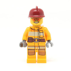 LEGO cty0388 - (Blue Jacket with Pockets and Orange Stripes, Blue Legs, Lime Short Bill Cap, Thin Grin with Teeth)