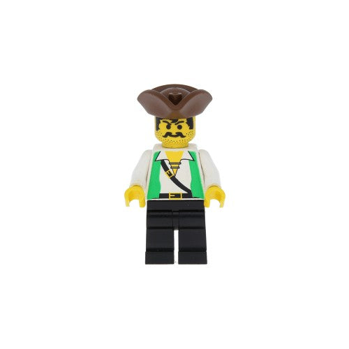 LEGO pi048 - Pirate (Green Vest, Black Legs, Brown Pirate Triangle Hat)