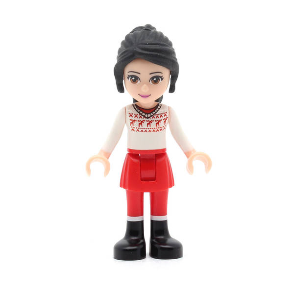 LEGO frnd054 - Friends Lily (Red Skirt and Leggings, White Fair Isle Sweater with Moose)