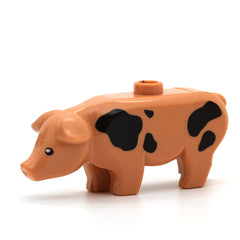 LEGO 87621pb02 - Schwein (Black Eyes and Spots and White Pupils Pattern, Nougat)