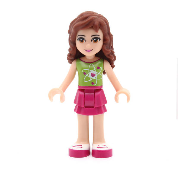 LEGO frnd215 - Friends Olivia (Magenta Layered Skirt, Lime Top with Heart Electron Orbitals Pattern)