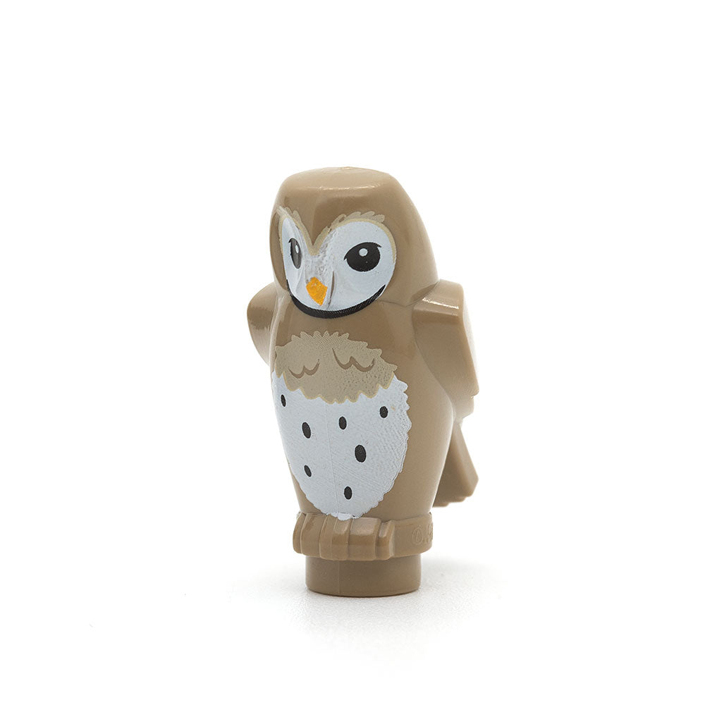 LEGO 92084pb06 - Eule (Angular Features with Bright Light Orange Beak, Black Eyes, Dark Tan)