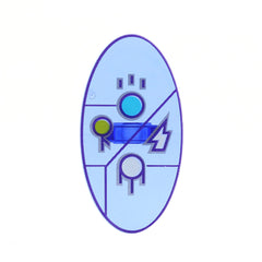 LEGO 92747pb08 - Minifigure - Shield Oval with Dimensions Keystone Symbol with White - Lime and Medium Azure Circles and Lightning Bolt Pattern - Tra