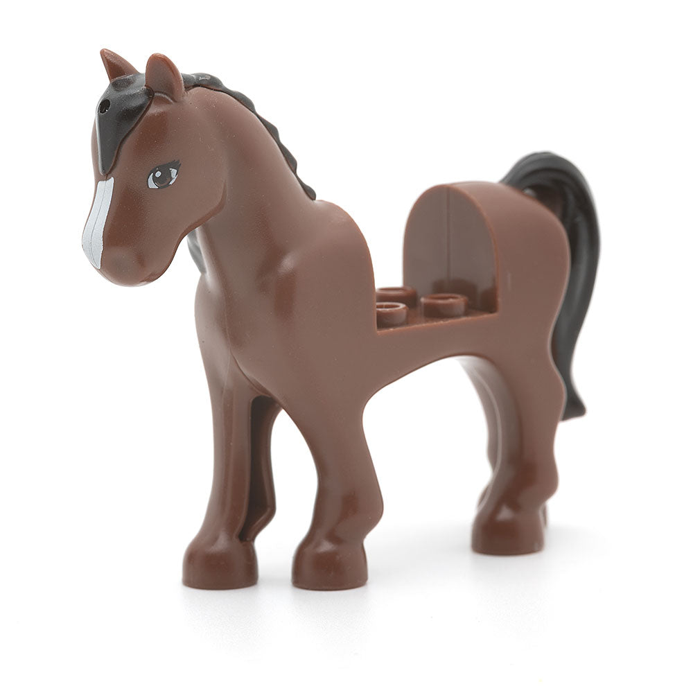 LEGO 93083c01pb03 - Horse (2 x 2 Cutout with Black Mane and Tail, Brown Eyes, Reddish Brown)