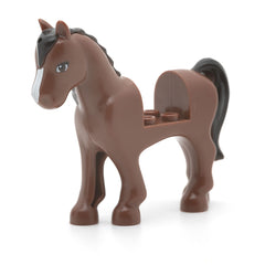 LEGO 93083c01pb03 - Horse (2 x 2 Cutout with Black Mane and Tail, Brown Eyes, Reddish Brown)