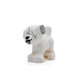 LEGO 93088pb06 - Hund (Standing, Black Nose,Light Bluish Gray Ears Pattern, White)