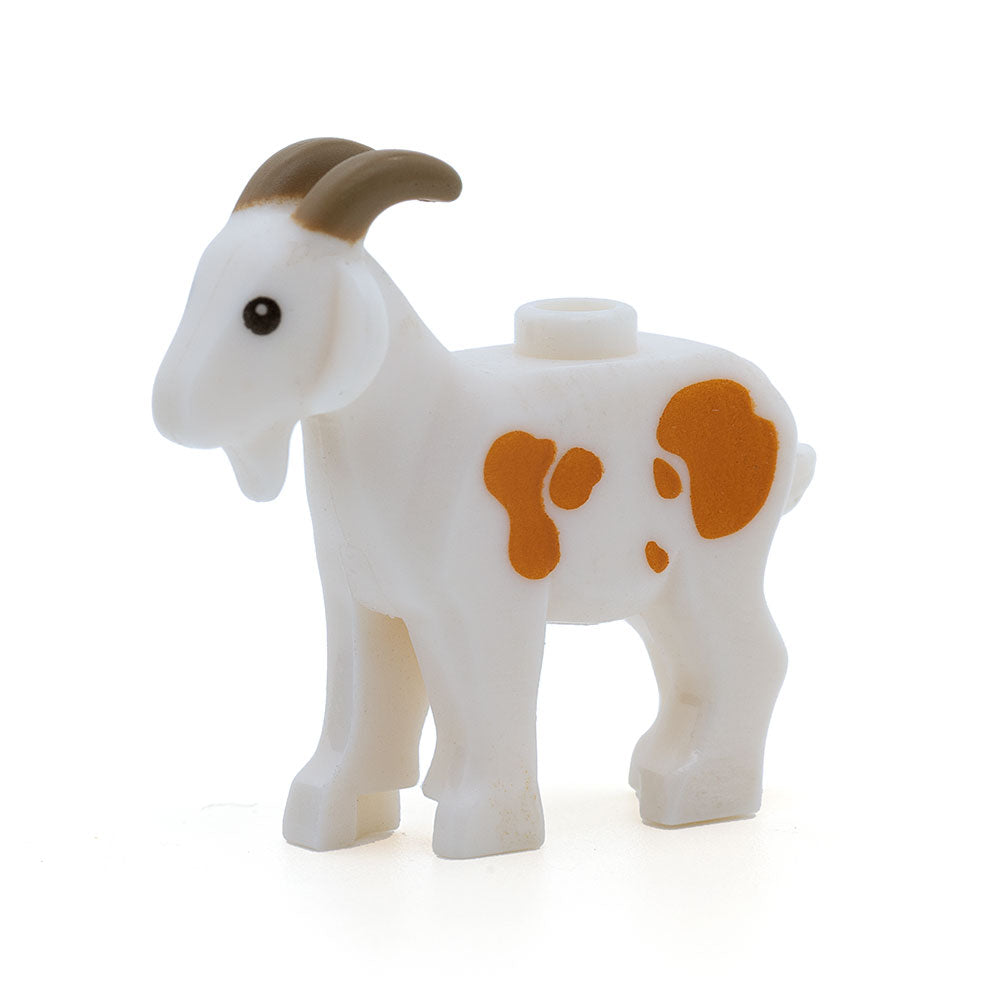 LEGO 95341pb01 - Ziege (Dark Tan Horns and Medium Nougat Spots Pattern, White)