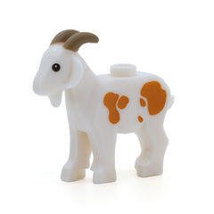 LEGO 95341pb01 - Ziege (Dark Tan Horns and Medium Nougat Spots Pattern, White)