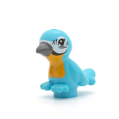 LEGO 98388pb03 - Vogel, Friends / Elves (Bright Light Orange Chest, Black Eyes and Dark Bluish Gray Beak Pattern, Medium Azure)