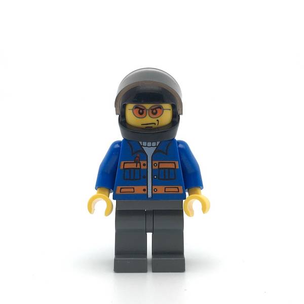 LEGO cty0151 - (Blue Jacket with Pockets and Orange Stripes, Dark Bluish Gray Legs, Black Helmet, Orange Sunglasses)