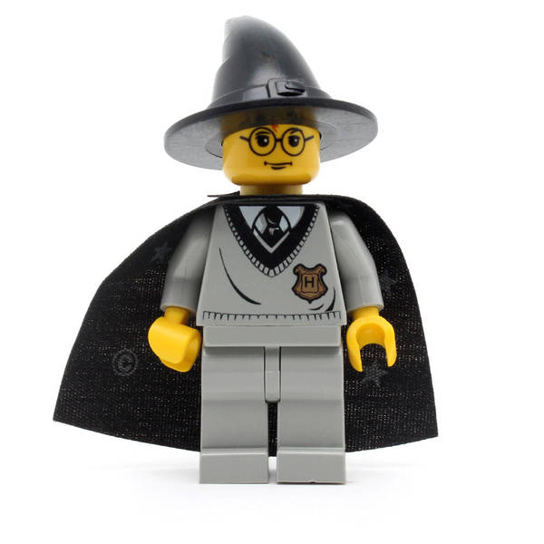 LEGO hp035 - Harry Potter (Hogwarts Torso Black Wizard / Witch Hat, Black Cape with Stars)
