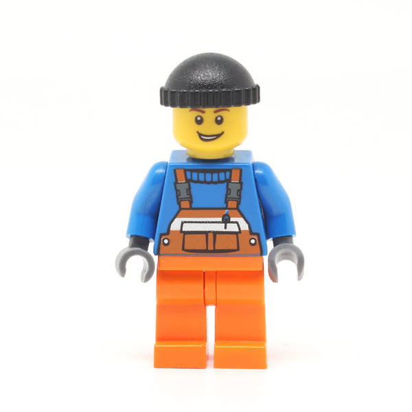 LEGO cty0427 - Overalls (Safety Stripe Orange, Orange Legs, Black Knit Cap) - (Dock Worker)