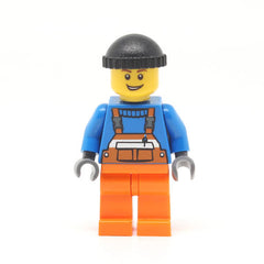 LEGO cty0427 - Overalls (Safety Stripe Orange, Orange Legs, Black Knit Cap) - (Dock Worker)