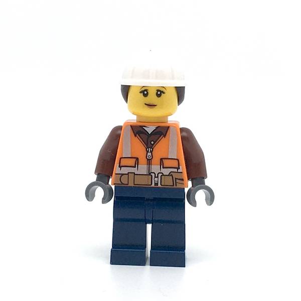 LEGO cty0969 -Construction Worker (Female, Helmet with Ponytail, Closed Mouth with Peach Lips)