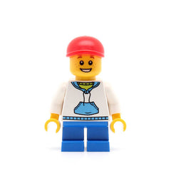 LEGO cty0192 - (White Hoodie with Blue Pockets, Blue Short Legs, Red Short Bill Cap)