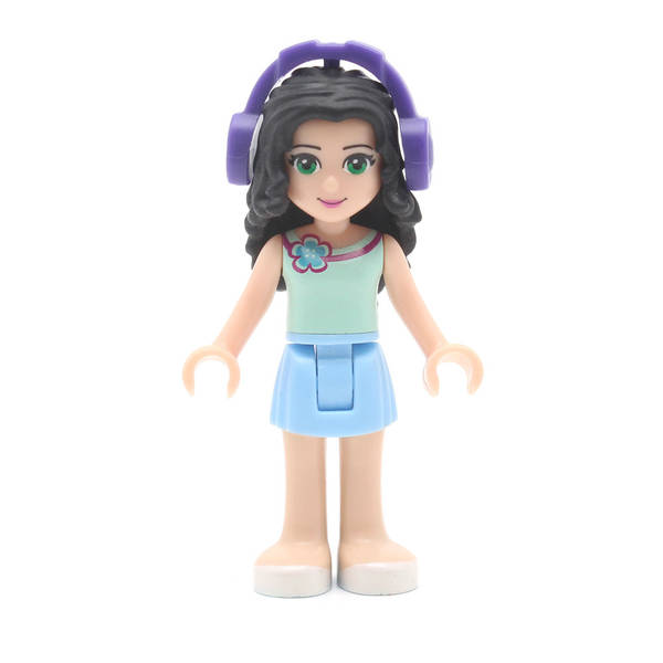 LEGO frnd082 - Friends Emma (Bright Light Blue Skirt, Light Aqua Top with Flower, Dark Purple Headphones)