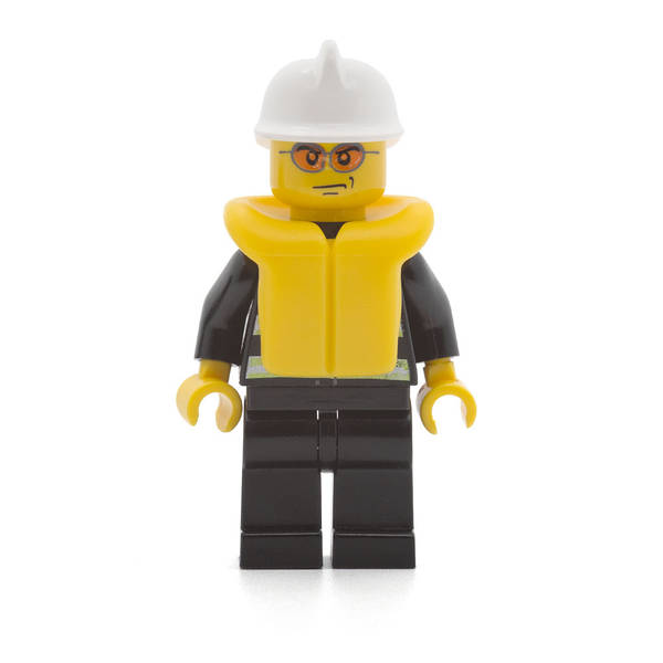 LEGO cty0085 - Fire (Reflective Stripes, Black Legs, White Fire Helmet, Orange Sunglasses, Life Jacket)