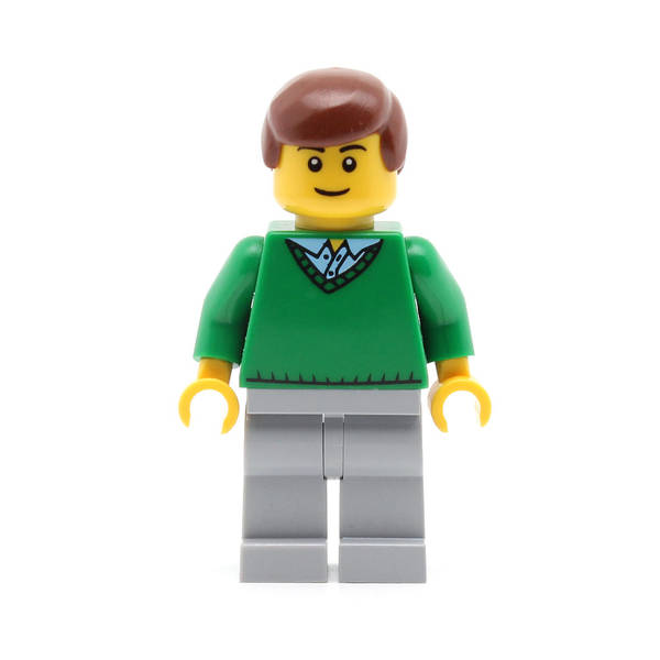 LEGO cty0318 - (Green V-Neck Sweater, Light Bluish Gray Legs, Reddish Brown Hair)