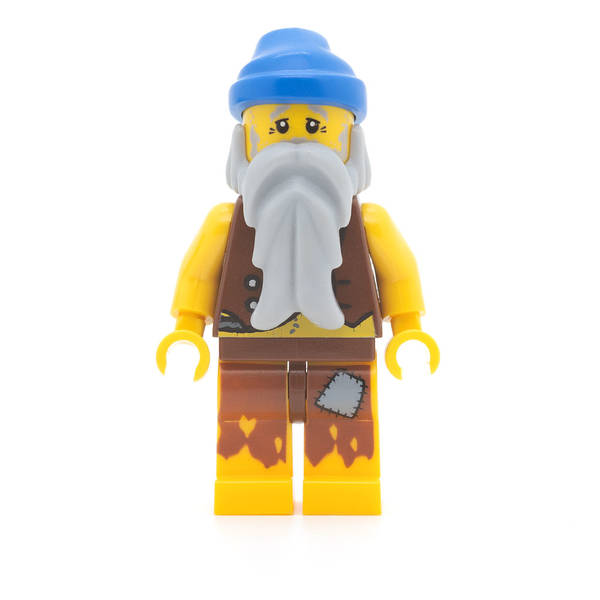 LEGO pi100 - Pirate (Vest and Anchor Tattoo, Gray Beard, Blue Bandana (Castaway)