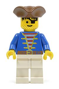 LEGO pi009 - Pirate (Blue Jacket, White Legs, Brown Pirate Triangle Hat)