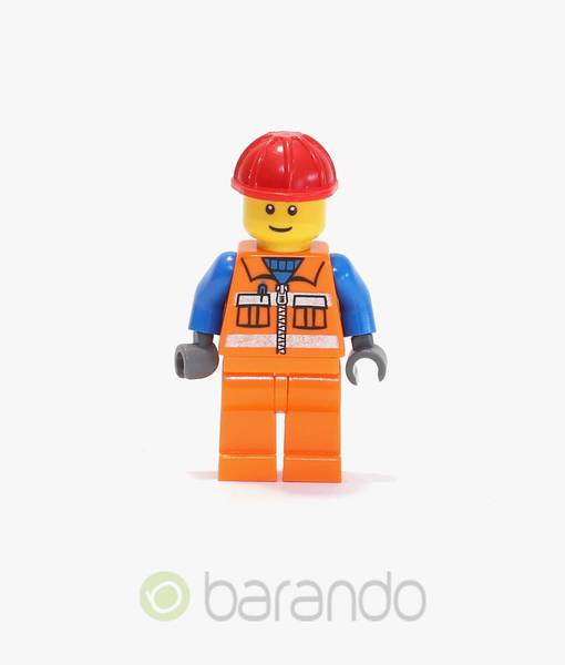 LEGO cty0014 - Construction Worker (Orange Zipper, Safety Stripes, Blue Arms, Orange Legs, Red Construction Helmet)